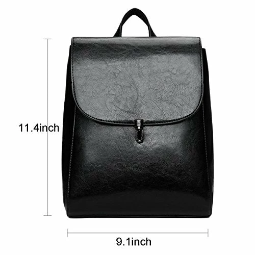 ABage Women's PU Leather Travel College Student Backpack Purse Handbag Bookbag School Bag, Black 4 ABage Women's PU Leather Travel College Student Backpack Purse Handbag Bookbag School Bag, Black - Image 4