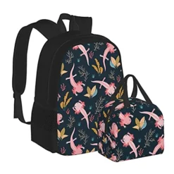 Unisex Lunch Bag And 15in Laptop Backpack Combination Pack, Bookbag Travel Bags, Cooler Dinner Bag Lunch Box Reusable Tote Shoulder Bags Rucksack Hand Drawn Axolotl Sea Weed -Cole Haan Shop 51ARSovWW9L