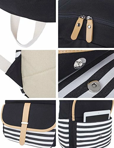 Leaper Thickened Canvas School Backpack Laptop Bag Shoulder Handbag Black1 8 Leaper Thickened Canvas School Backpack Laptop Bag Shoulder Handbag Black1 - Image 8