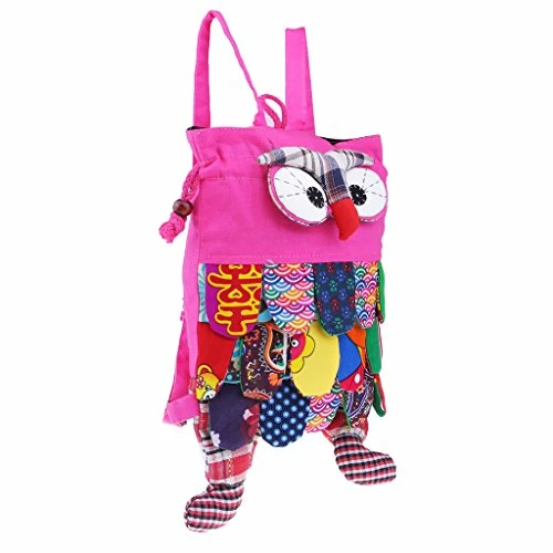 Baoblaze Big Owl Backpacks Bags Patchwork Cotton Big Eyes Purses Handmade Handbag - Pink, As 5 Baoblaze Big Owl Backpacks Bags Patchwork Cotton Big Eyes Purses Handmade Handbag - Pink, As - Image 5
