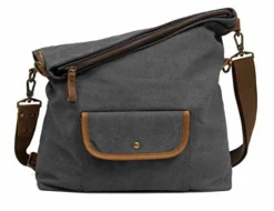 ECOSUSI Unisex Casual Hobo Canvas Cross Body Messenger Shoulder Bags Grey