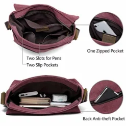 Small Messenger Bag For Women,VASCHY Vintage Canvas Leather Lightweight Crossbody Bag Burgundy -Cole Haan Shop 51K6Ic8A6 L