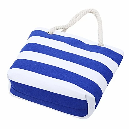ABage Women's Striped Beach Tote Canvas Travel Handbag Purse Shopper Shoulder Bag, Blue 3 ABage Women's Striped Beach Tote Canvas Travel Handbag Purse Shopper Shoulder Bag, Blue - Image 3