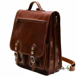 Floto Poste Backpack/Crossbody In Brown Full Grain Calfskin Leather