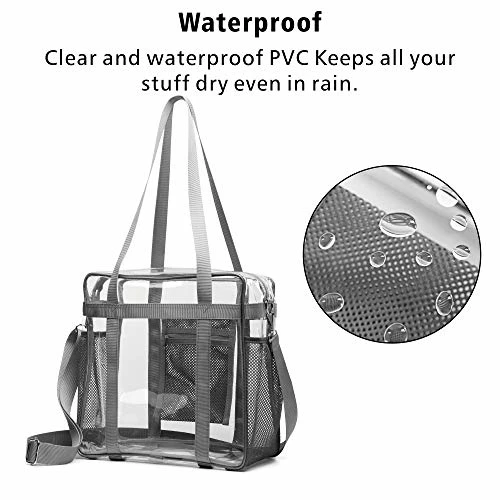 Heavy-duty Clear Bag Stadium Approved, NFL Clear Stadium Tote Crossbody Bag 12X12X6 With Side Pockets Shoulder Strap 6 Heavy-duty Clear Bag Stadium Approved, NFL Clear Stadium Tote Crossbody Bag 12X12X6 With Side Pockets Shoulder Strap - Image 6