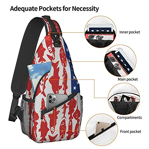 American Flag Fish Sling Bag Crossbody Backpack Shoulder Casual Chest Bags For Travel Gym Sport Hiking 5 American Flag Fish Sling Bag Crossbody Backpack Shoulder Casual Chest Bags For Travel Gym Sport Hiking - Image 5