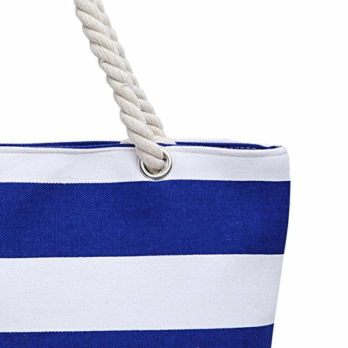ABage Women's Striped Beach Tote Canvas Travel Handbag Purse Shopper Shoulder Bag, Blue 6 ABage Women's Striped Beach Tote Canvas Travel Handbag Purse Shopper Shoulder Bag, Blue - Image 6