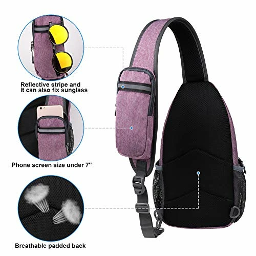 Waterfly Crossbody Sling Backpack Sling Bag Travel Hiking Chest Bag Daypack (Purple) 2 Waterfly Crossbody Sling Backpack Sling Bag Travel Hiking Chest Bag Daypack (Purple) - Image 2