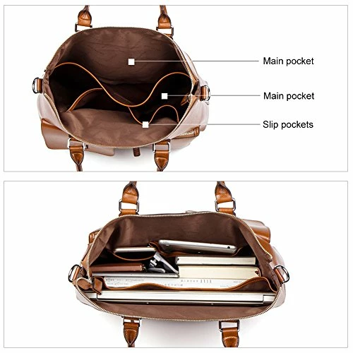 Bostanten Leather Briefcase Laptop Business Vintage Slim Messenger Bags For Men & Women Brown 6 Bostanten Leather Briefcase Laptop Business Vintage Slim Messenger Bags For Men & Women Brown - Image 6