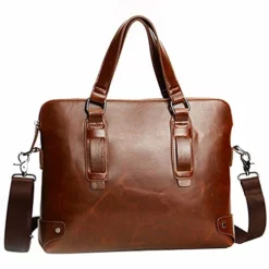 Business Laptop Briefcase Handbag Berchirly PU Leather Computer Messenger Shoulder Bag For Men