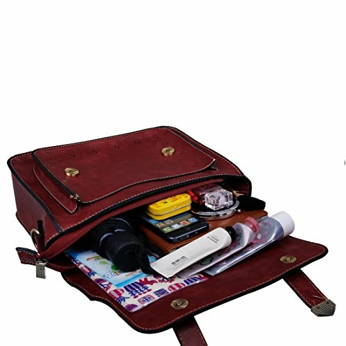 EOSUSI Women's Faux Leather Briefcases Messenger Bag Ladies Handbags, Red 4 EOSUSI Women's Faux Leather Briefcases Messenger Bag Ladies Handbags, Red - Image 4