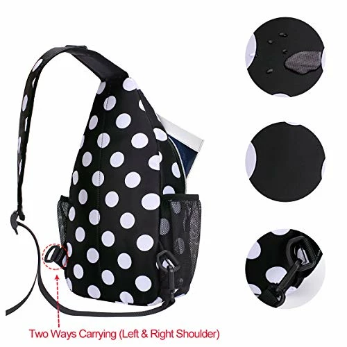 MOSISO Sling Backpack,Travel Hiking Daypack White Dot Rope Crossbody Chest Bag, Black 4 MOSISO Sling Backpack,Travel Hiking Daypack White Dot Rope Crossbody Chest Bag, Black - Image 4