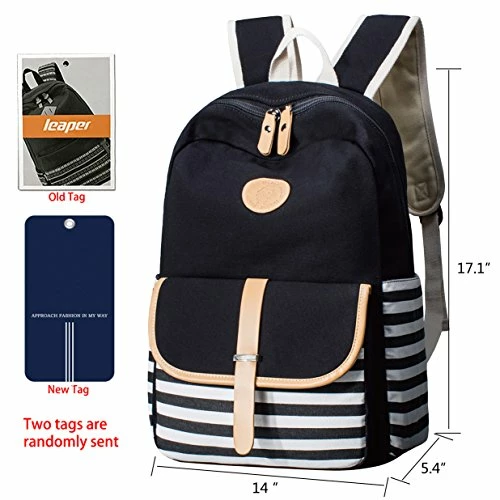 Leaper Thickened Canvas School Backpack Laptop Bag Shoulder Handbag Black1 3 Leaper Thickened Canvas School Backpack Laptop Bag Shoulder Handbag Black1 - Image 3