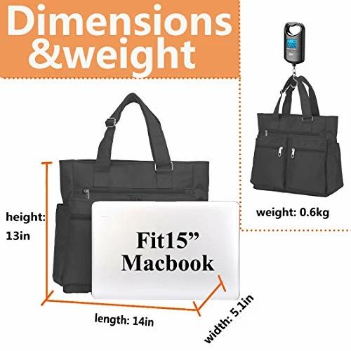 Canvas Tote Bag Waterproof Nylon Multi Pocket Shoulder Bags Laptop Work Bag Teacher Purse And Handbags For Women & Men (Grey) 6 Canvas Tote Bag Waterproof Nylon Multi Pocket Shoulder Bags Laptop Work Bag Teacher Purse And Handbags For Women & Men (Grey) - Image 6