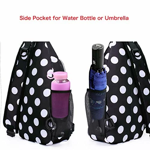 MOSISO Sling Backpack,Travel Hiking Daypack White Dot Rope Crossbody Chest Bag, Black 2 MOSISO Sling Backpack,Travel Hiking Daypack White Dot Rope Crossbody Chest Bag, Black - Image 2