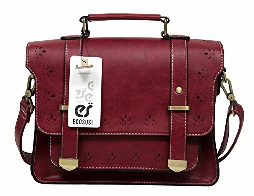 EOSUSI Women's Faux Leather Briefcases Messenger Bag Ladies Handbags, Red 1 EOSUSI Women's Faux Leather Briefcases Messenger Bag Ladies Handbags, Red
