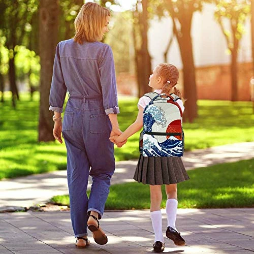 LORVIES Ancient Japanese Wave Illustration Boys Girls Backpacks Camping Daypack School Shoulder Bags 3 LORVIES Ancient Japanese Wave Illustration Boys Girls Backpacks Camping Daypack School Shoulder Bags - Image 3