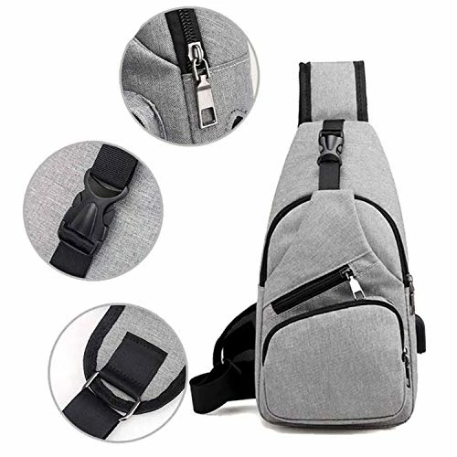 Male Leisure Sling Chest Pack Crossbody Bags For Men Messenger Canvas USB Charging Leather Handbag Shoulder Bags 5 Male Leisure Sling Chest Pack Crossbody Bags For Men Messenger Canvas USB Charging Leather Handbag Shoulder Bags - Image 5