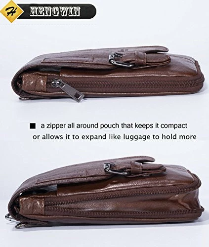 Hengwin Crossbody Shoulder Bag Men Purse Leather Phone Holster IPhone Pouch Case 5 Hengwin Crossbody Shoulder Bag Men Purse Leather Phone Holster IPhone Pouch Case - Image 5