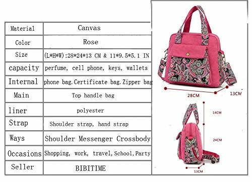 BIBITIME Bohemian Crossbody Bag For Women Handbag Floral Tote Hobo Shoulder Bag Messenger Bag Cross 7 BIBITIME Bohemian Crossbody Bag For Women Handbag Floral Tote Hobo Shoulder Bag Messenger Bag Cross - Image 7
