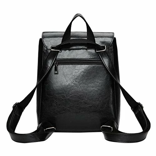 ABage Women's PU Leather Travel College Student Backpack Purse Handbag Bookbag School Bag, Black 3 ABage Women's PU Leather Travel College Student Backpack Purse Handbag Bookbag School Bag, Black - Image 3