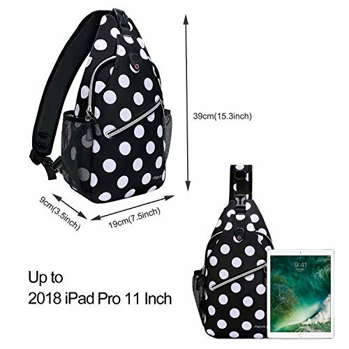 MOSISO Sling Backpack,Travel Hiking Daypack White Dot Rope Crossbody Chest Bag, Black 5 MOSISO Sling Backpack,Travel Hiking Daypack White Dot Rope Crossbody Chest Bag, Black - Image 5