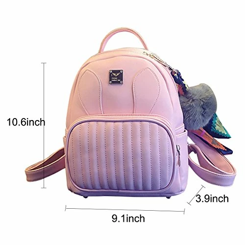 ABage Women's Leather Backpack Purse College School Travel Casual Daypack Handbag, Pink 4 ABage Women's Leather Backpack Purse College School Travel Casual Daypack Handbag, Pink - Image 4