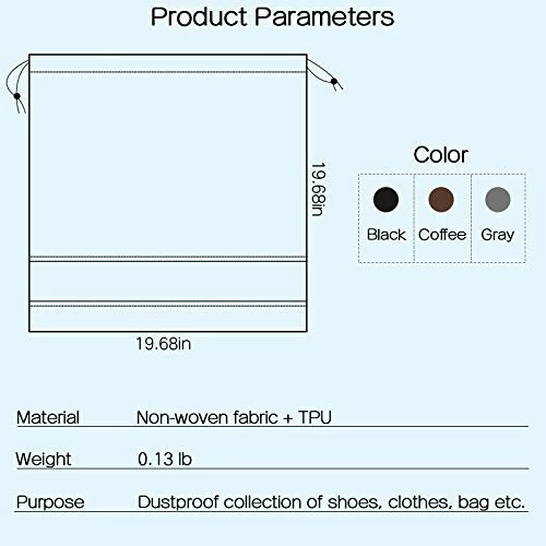 TINTON LIFE Set Of 10 Non-woven 19.7"x19.7" Drawstring Dust Cover Bag With Visual Window For Handbags Purses Shoes(Coffee) 3 TINTON LIFE Set Of 10 Non-woven 19.7"x19.7" Drawstring Dust Cover Bag With Visual Window For Handbags Purses Shoes(Coffee) - Image 3
