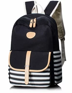 Leaper Thickened Canvas School Backpack Laptop Bag Shoulder Handbag Black1