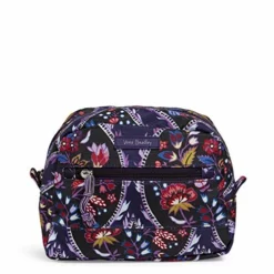 Vera Bradley Women's Lighten Up Medium Cosmetic Makeup Organizer Bag, Foxwood Meadow
