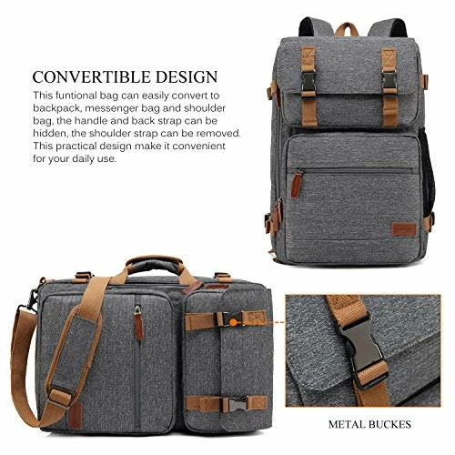 CoolBELL Convertible Briefcase Backpack Messenger Bag Shoulder Bag Laptop Case Business Briefcase Travel Rucksack Multi-Functional Handbag Fits 17.3 Inch Laptop For Men/Women (Grey) 2 CoolBELL Convertible Briefcase Backpack Messenger Bag Shoulder Bag Laptop Case Business Briefcase Travel Rucksack Multi-Functional Handbag Fits 17.3 Inch Laptop For Men/Women (Grey) - Image 2