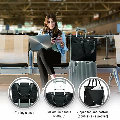 Lily & Drew Nylon Crossbody Bag For Women With Shoulder Strap, Luggage Strap, Laptop Sleeve (Black) 4 Lily & Drew Nylon Crossbody Bag For Women With Shoulder Strap, Luggage Strap, Laptop Sleeve (Black) - Image 4