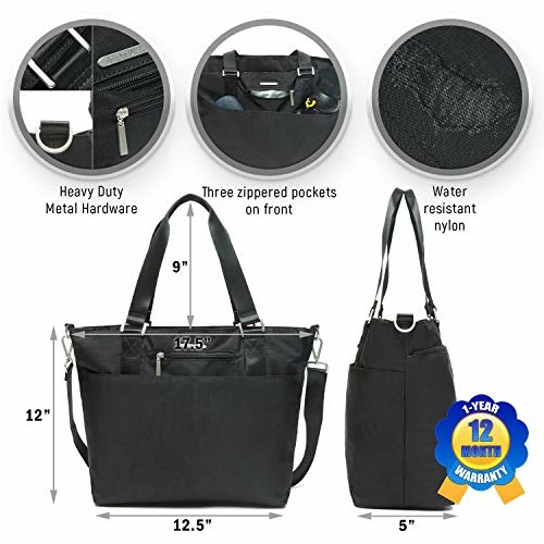 Lily & Drew Nylon Crossbody Bag For Women With Shoulder Strap, Luggage Strap, Laptop Sleeve (Black) 5 Lily & Drew Nylon Crossbody Bag For Women With Shoulder Strap, Luggage Strap, Laptop Sleeve (Black) - Image 5