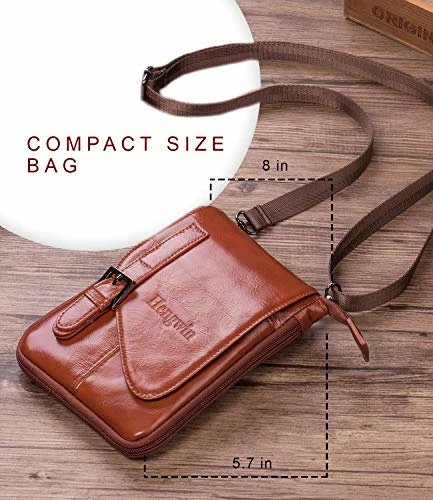 Hengwin Crossbody Shoulder Bag Men Purse Leather Phone Holster IPhone Pouch Case 6 Hengwin Crossbody Shoulder Bag Men Purse Leather Phone Holster IPhone Pouch Case - Image 6