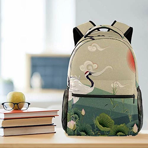 LORVIES Japanese Cranes Sunset Daily Bags Backpacks Sports Travel Shoulder Bags 1 LORVIES Japanese Cranes Sunset Daily Bags Backpacks Sports Travel Shoulder Bags