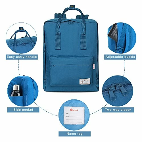 FLYCOOL Classic Canvas Square School Backpack Handbag For Women Navy 3 FLYCOOL Classic Canvas Square School Backpack Handbag For Women Navy - Image 3