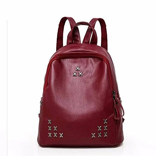 PU Soft Leather Rivet Backpack Women Travel Bags Handbags,one-size,black 2 PU Soft Leather Rivet Backpack Women Travel Bags Handbags,one-size,black - Image 2
