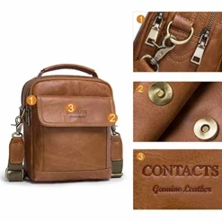 Contacts Mens Genuine Leather Crossbody Single-Shoulder 9" Mini IPad Messenger Tote Bag (Brown) -Cole Haan Shop 51ncazxu3CL