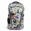 Vera Bradley Recycled Lighten Up Reactive Lay Flat Travel Backpack, Happy Blooms Cross-Stitch
