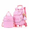 Meetbelify Rolling Backpacks For Girls School Bags Trolley Handbag With Lunch Bag Style B-Pink