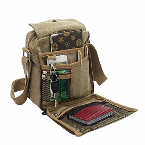 FakeFace Mens Retro Vintage Leisure Outdoor Canvas Messenger Crossbody Everyday Satchel Shoulder 6 FakeFace Mens Retro Vintage Leisure Outdoor Canvas Messenger Crossbody Everyday Satchel Shoulder - Image 6