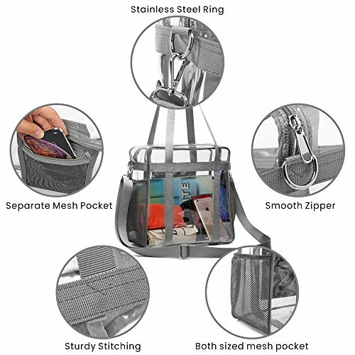 Heavy-duty Clear Bag Stadium Approved, NFL Clear Stadium Tote Crossbody Bag 12X12X6 With Side Pockets Shoulder Strap 5 Heavy-duty Clear Bag Stadium Approved, NFL Clear Stadium Tote Crossbody Bag 12X12X6 With Side Pockets Shoulder Strap - Image 5
