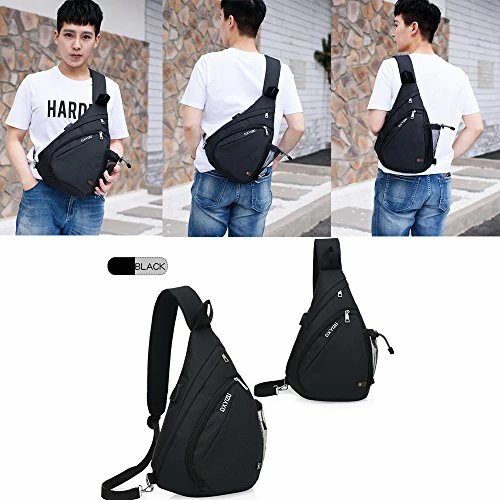 SINOKAL Sling Bag Chest Shoulder Backpack Casual Crossbody Shoulder Triangle Packs Daypacks For Men Women Canvas Digital Camera Bags With Charging Port For Sport Outdoor Gym Travel Hiking (Black) 8 SINOKAL Sling Bag Chest Shoulder Backpack Casual Crossbody Shoulder Triangle Packs Daypacks For Men Women Canvas Digital Camera Bags With Charging Port For Sport Outdoor Gym Travel Hiking (Black) - Image 8