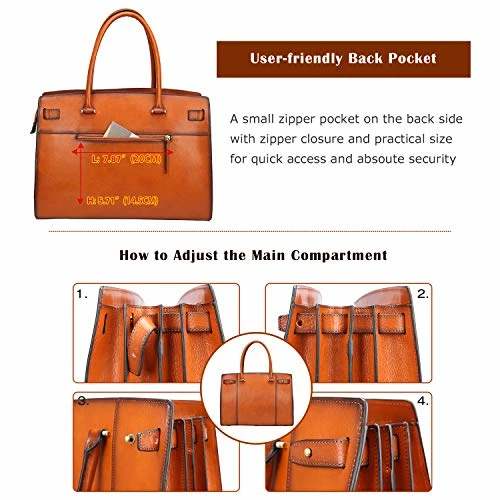 Banuce Vintage Full Grains Italian Leather Handbag For Women Ladies Satchel Purse Shoulder Bag Tote 6 Banuce Vintage Full Grains Italian Leather Handbag For Women Ladies Satchel Purse Shoulder Bag Tote - Image 6