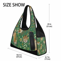 Gym Bag Green Bunny Rabbiter Leaf Easter Women Yoga Canvas Duffel Bag Crossbody Tennis Racket -Cole Haan Shop 51sTZlxWjIL