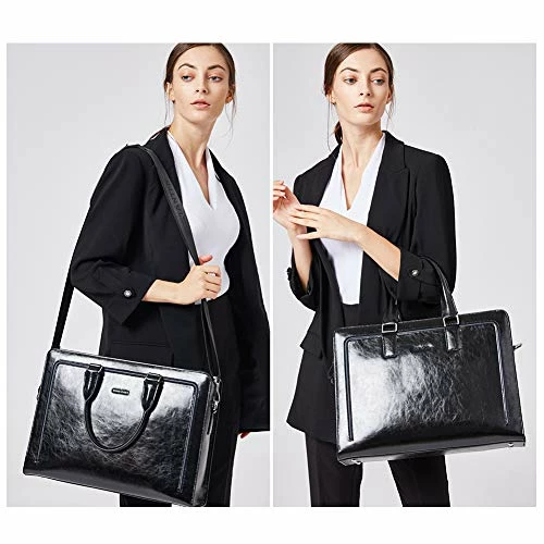 BOSTANTEN Women Genuine Leather Briefcase Tote Business Vintage Handbag 15.6" Laptop Shoulder Bag 2 BOSTANTEN Women Genuine Leather Briefcase Tote Business Vintage Handbag 15.6" Laptop Shoulder Bag - Image 2