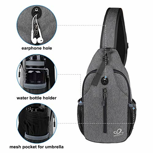 Waterfly Crossbody Sling Backpack Sling Bag Travel Hiking Chest Bags Daypack (Dark Gray) 4 Waterfly Crossbody Sling Backpack Sling Bag Travel Hiking Chest Bags Daypack (Dark Gray) - Image 4