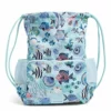 Vera Bradley Recycled Lighten Up Reactive Deluxe Drawstring Backsack Backpack, Paisley Wave Fish