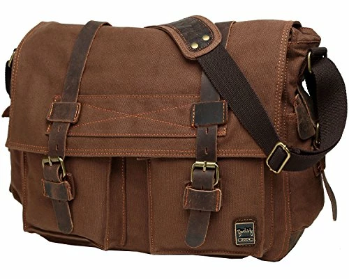 Berchirly Men Outdoor Travel Canvas Messenger Crossbody Bag For 14.7Inch Laptop 2 Berchirly Men Outdoor Travel Canvas Messenger Crossbody Bag For 14.7Inch Laptop - Image 2