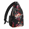 MOSISO Sling Backpack,Travel Hiking Daypack Cottonrose Crossbody Shoulder Bag, Black